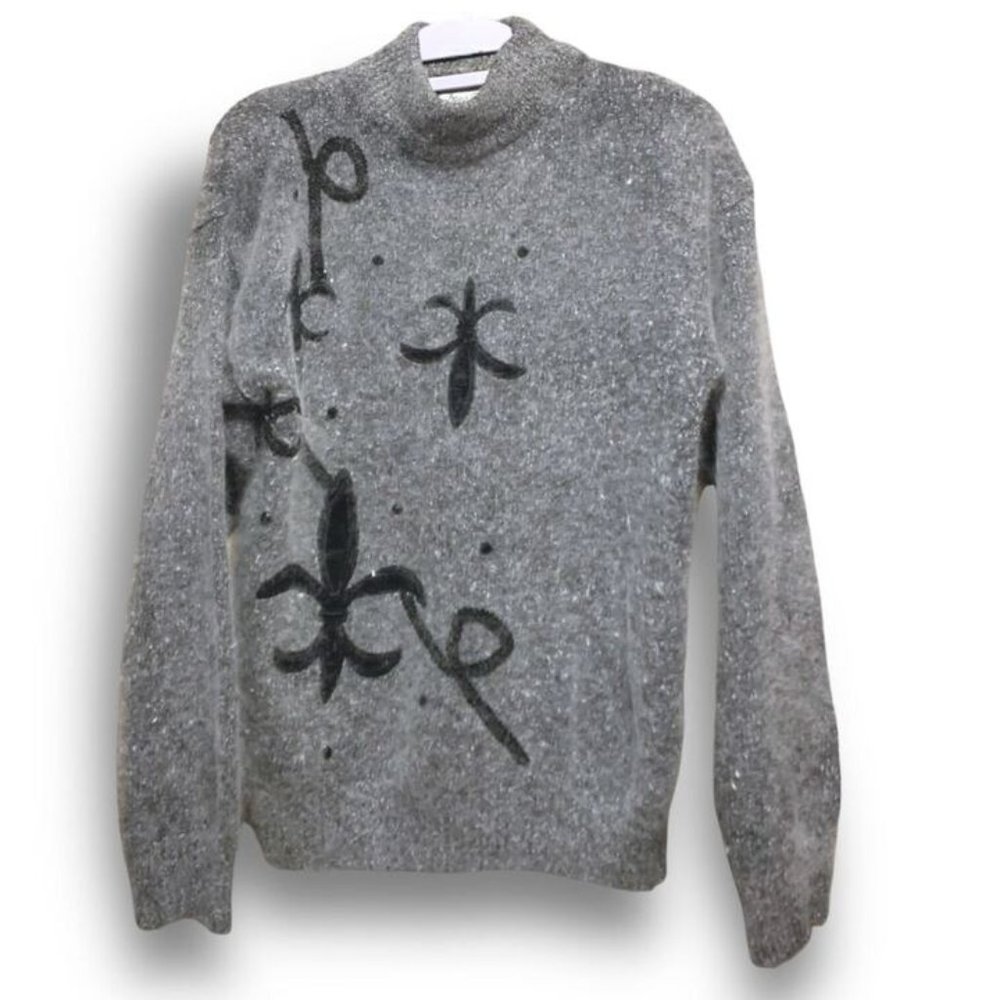 Vintage Dana Ashley Silk & Angora Blend fleur-de-lis Sweater